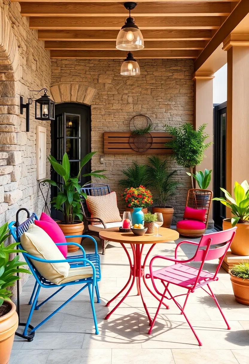 Chic Bistro: Transform your‍ patio into a charming café with colorful café-style chairs ‌and a petite ⁣table,perfect for enjoying ​coffee or cocktails
