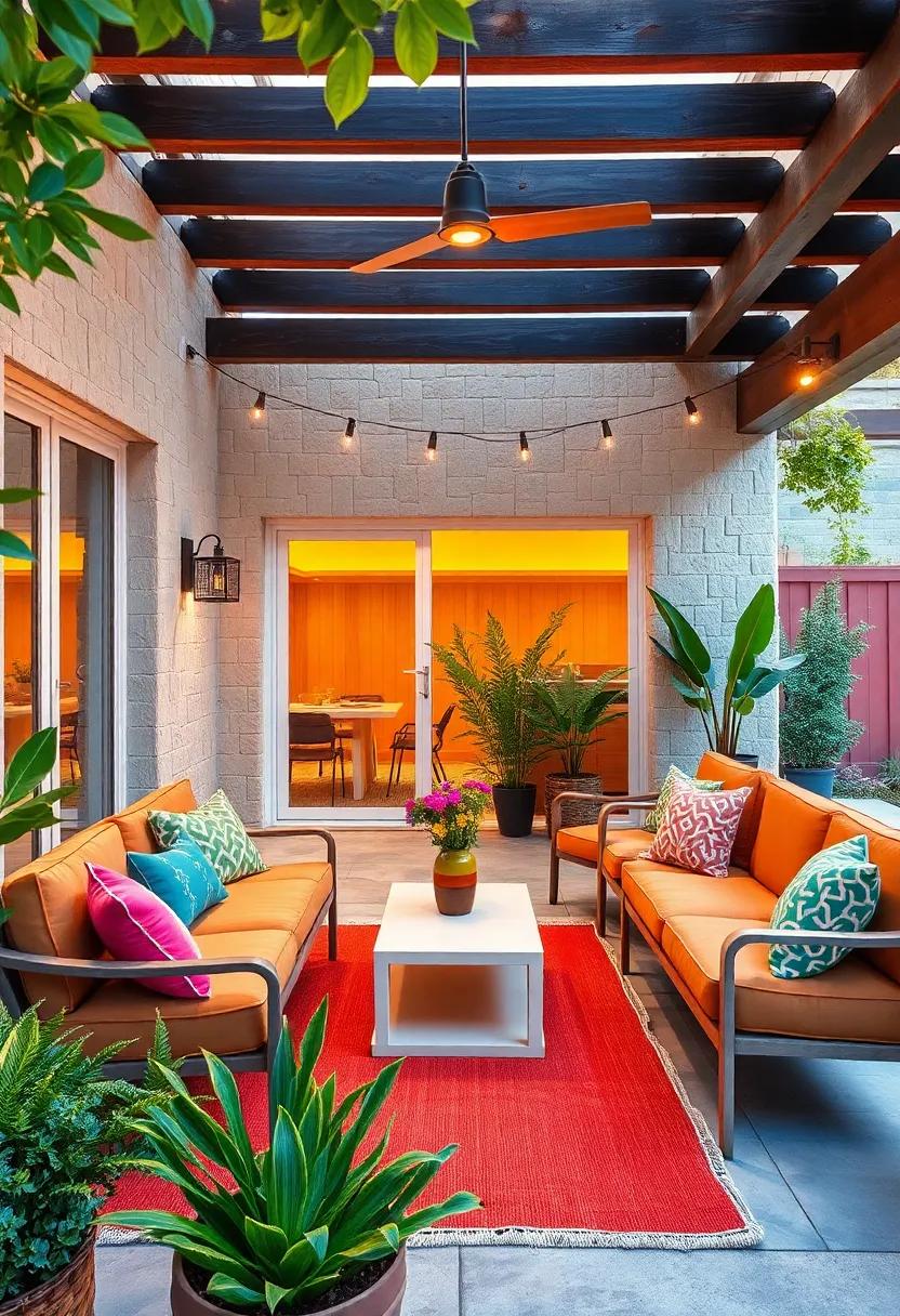 Retro Cool:⁢ Incorporate mid-century modern furniture with bright, bold ​upholstery to bring a fun and playful energy to ​your outdoor space