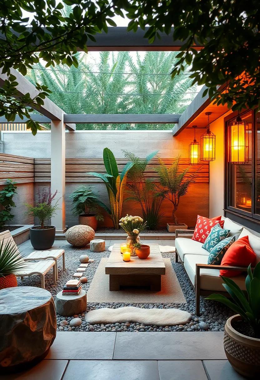 Zen Garden: ⁣Use‌ colorful stones ‌and‍ accents like bright‌ lanterns to create a peaceful, meditative atmosphere with a dash of vibrancy