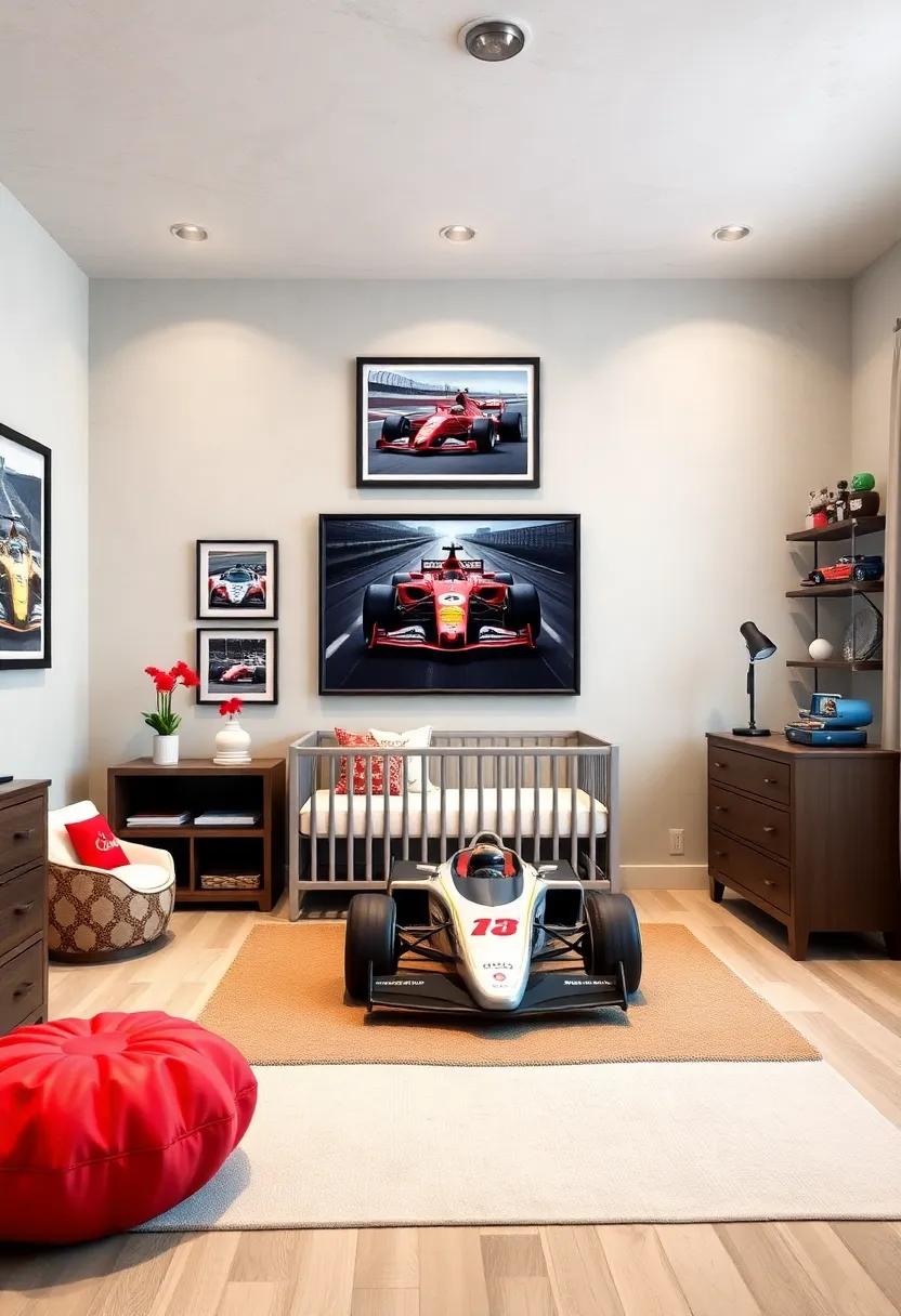 Formula One Photo⁤ Gallery:‌ Frame and hang photos of iconic race cars ⁣or ⁣favorite race ‍moments to⁣ inspire and intrigue your little one as they grow
