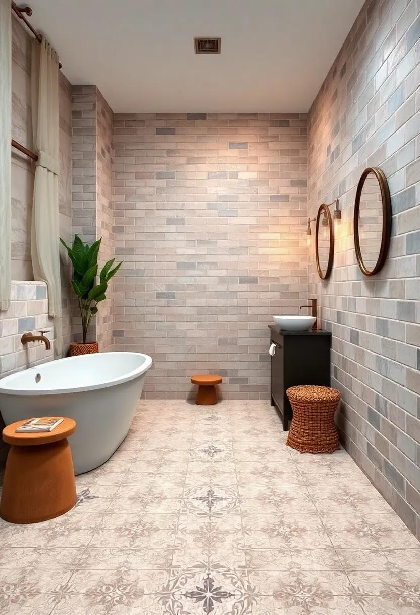 Patterned Tile: Use patterned⁢ ceramic tiles‌ or subway‌ tiles in classic ⁢colors to add texture and visual interest to ⁤your bathroom floors and walls