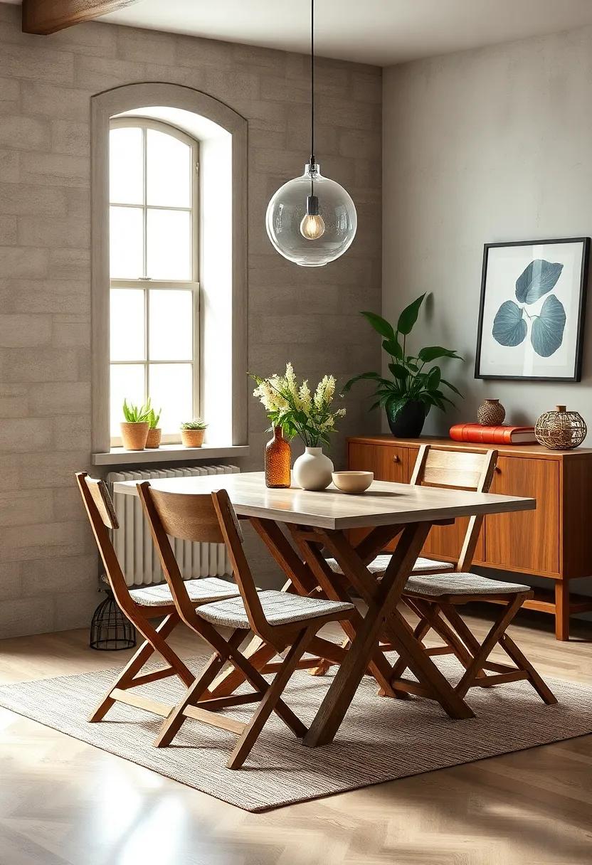 Rustic Charm: Find inspiration in wooden foldable chairs that add a warm, cozy vibe to your small dining room