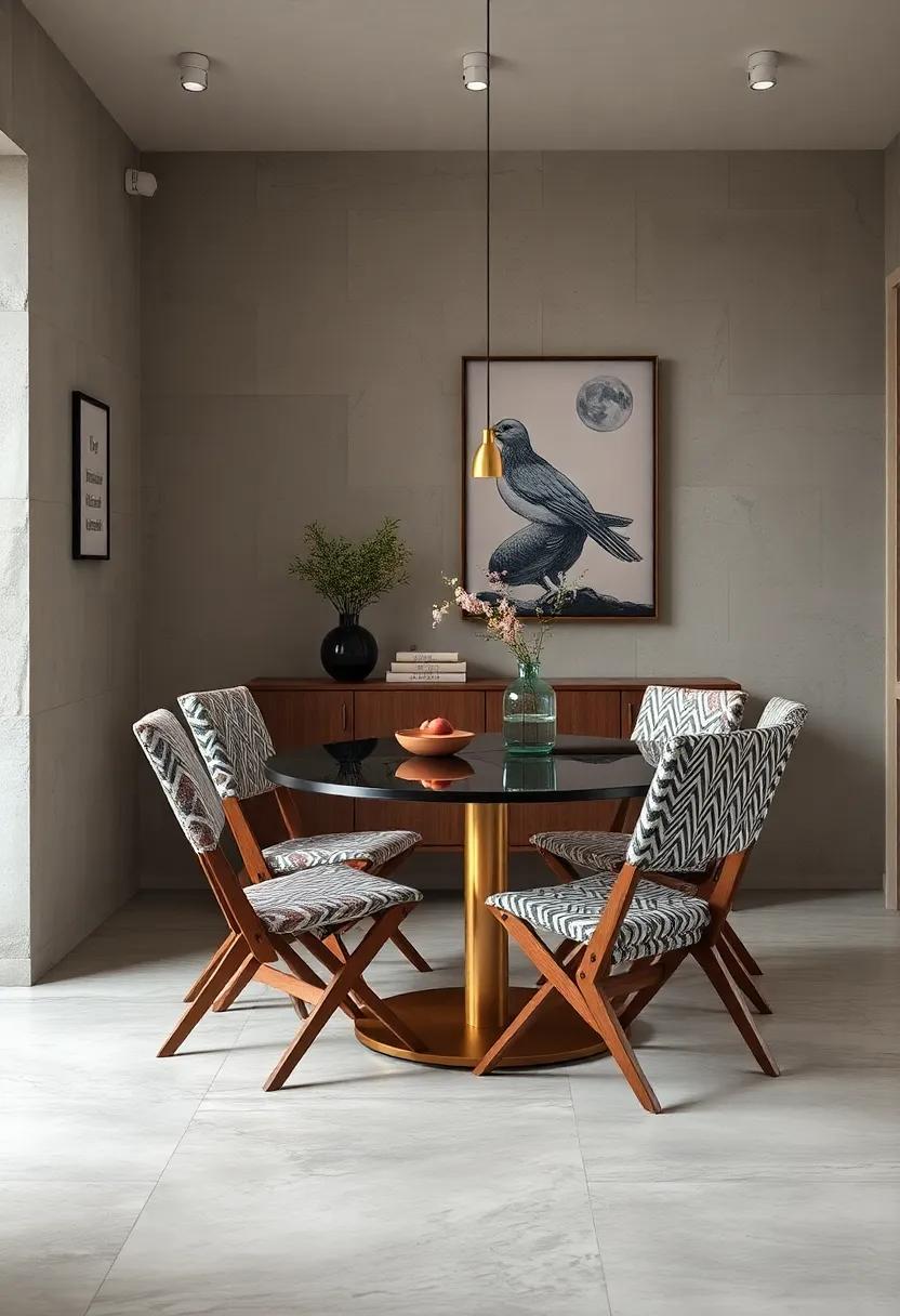 Play with Patterns: Introduce patterned foldable chairs to add vibrancy and texture to an otherwise plain room