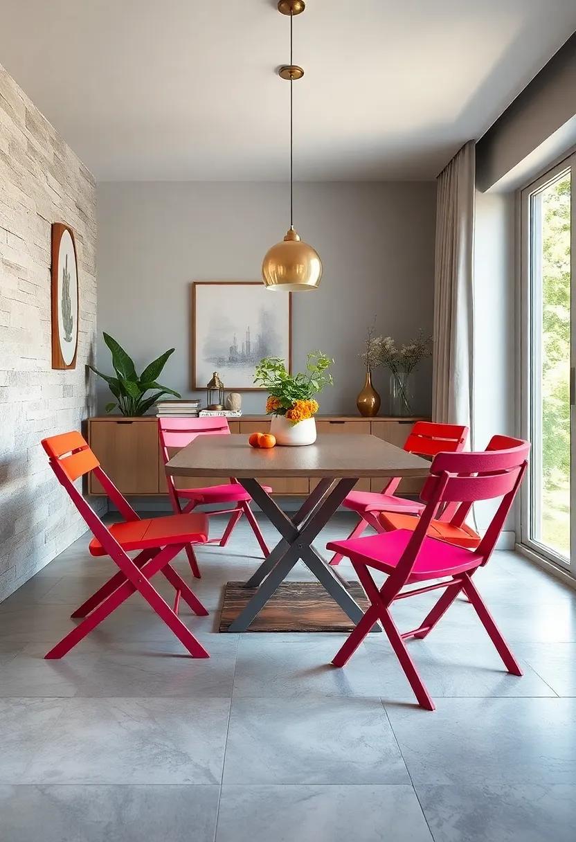 Color Coordination: Learn the art of pairing vibrant foldable chairs with a neutral table to create a lively yet balanced atmosphere