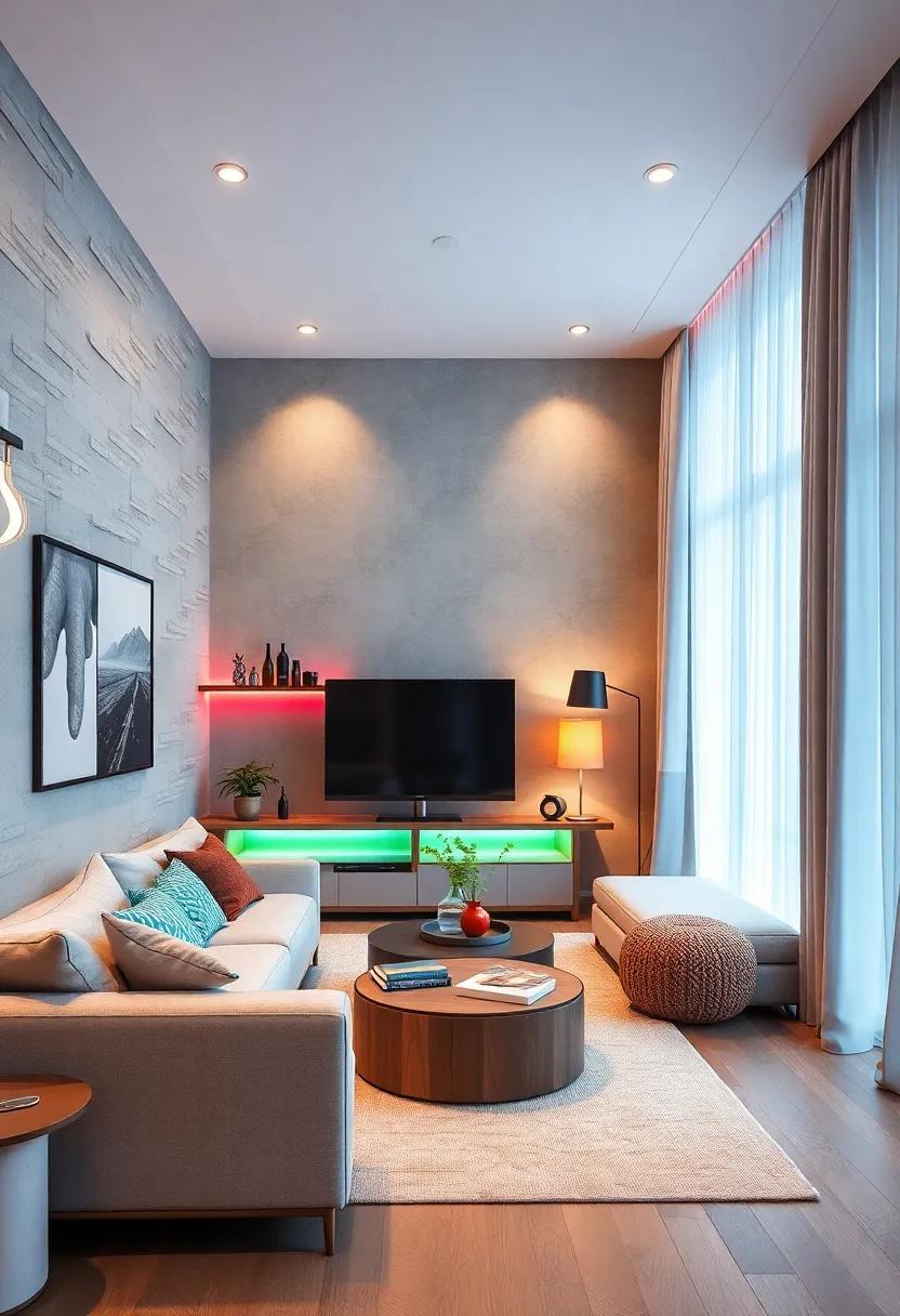 Go for Multicolored LED Strips: Install LED strips behind ‍furniture or along shelves⁤ to add a pop of color and a modern glow to your living ​room