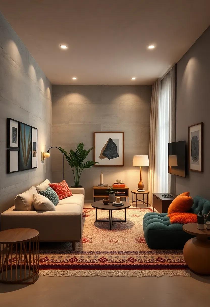 Layer Rugs with Lighting: Place a rug under a table lamp ⁢to create a cozy reading nook, ⁣defined by both light and ‍warmth