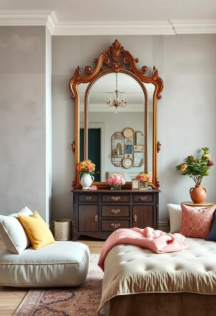 Add a grand, ornate⁤ mirror to make‌ the space​ feel⁤ larger and reflect elegance