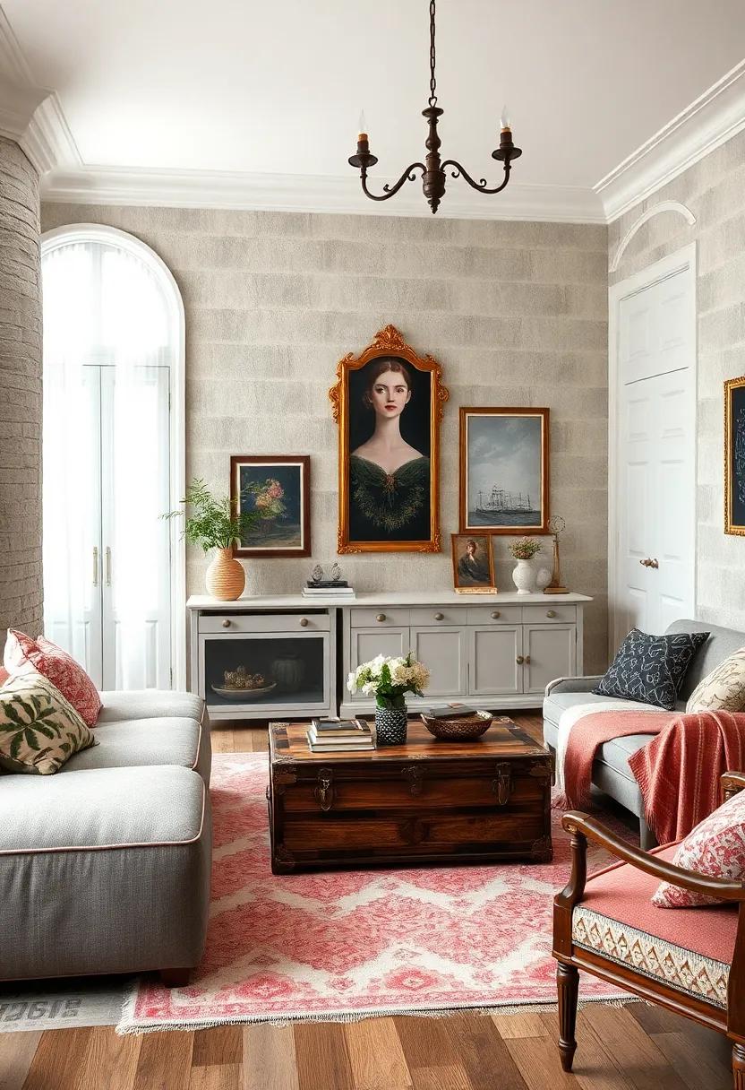 Consider a vintage-style‌ trunk for storage that doubles as a chic coffee table