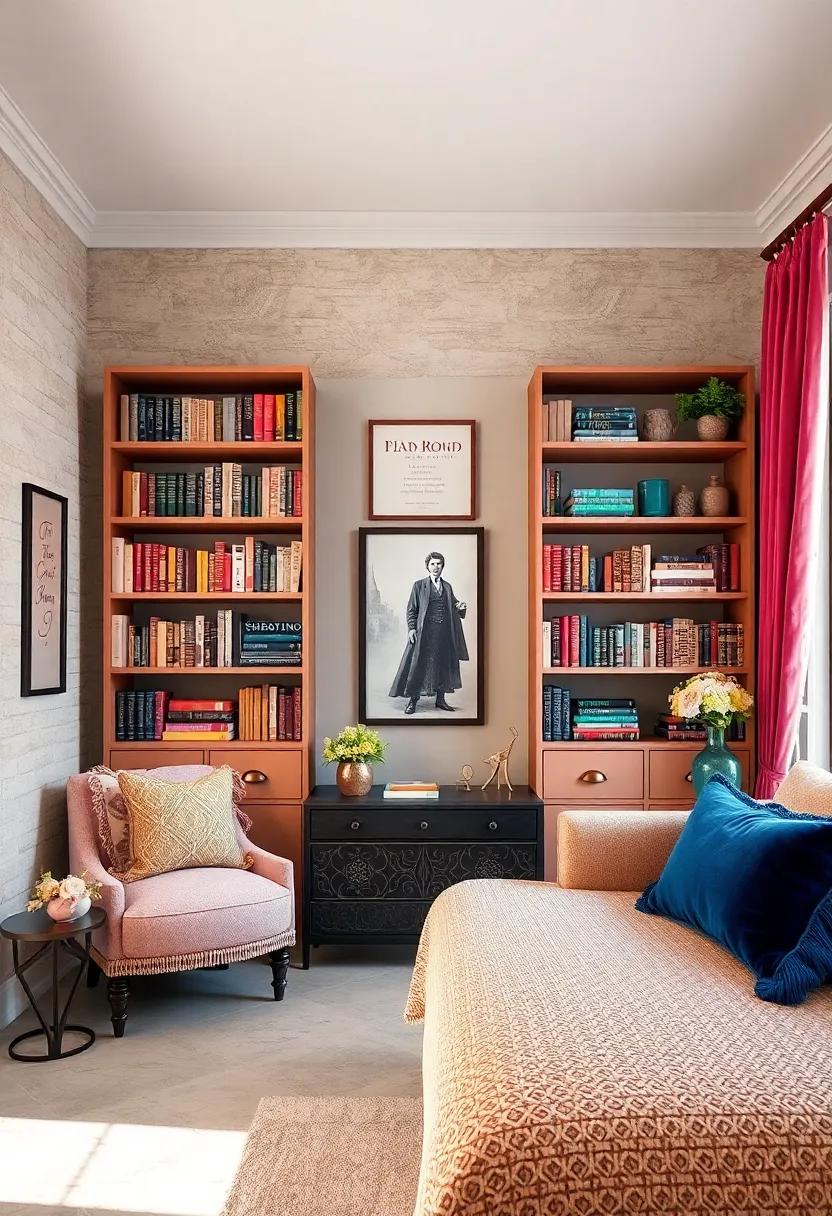 Curate a selection of classic novels⁣ on a decorative bookshelf for‍ inspiration