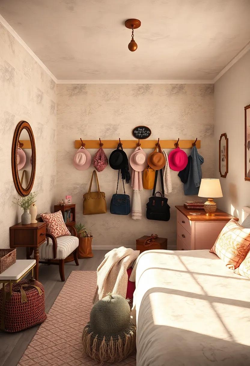 use vintage-style hooks⁣ and organizers to neatly display bags and hats