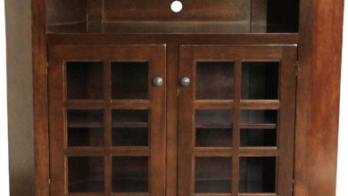 Our Take on the Poplar Tall Curve Corner TV Stand in Chocolate Mousse