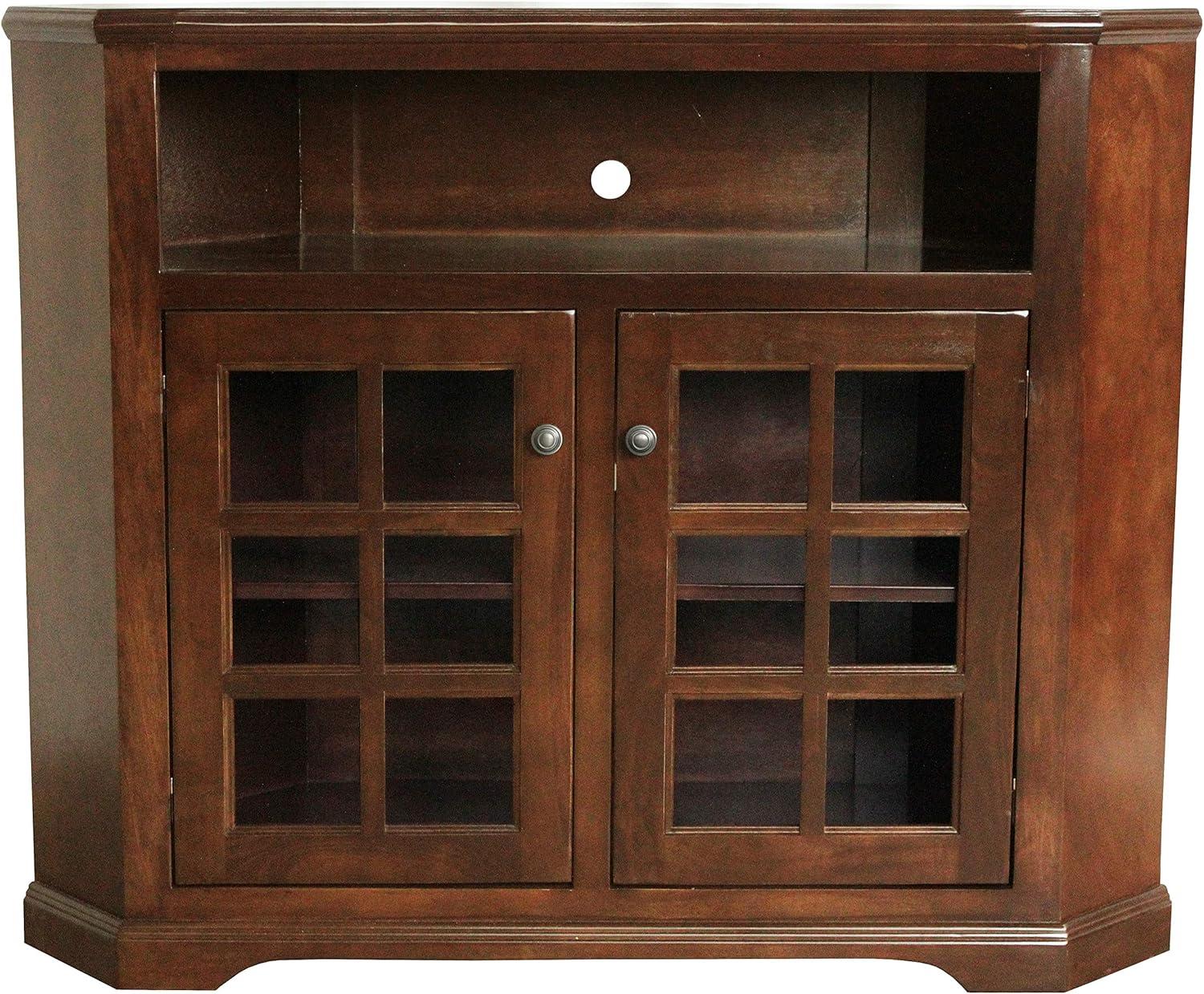 Our Take on the Poplar Tall Curve Corner TV Stand in Chocolate Mousse