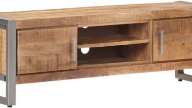 Our Take on the Youuihom Industrial Mango Wood TV Stand’s Style & Storage