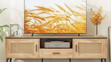 Why We Love the Tangkula Boho TV Stand for Our Living Room