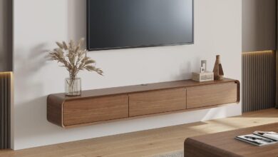 Our Take on the Sleek Walnut Floating TV Stand with Smart Storage