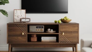 Our Take on the Walnut Mid-Century TV Stand with Smart Storage