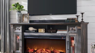 Our Take on the OKD Farmhouse Fireplace TV Stand’s Style & Function