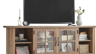 How We Organized Our Space with the LINSY HOME Farmhouse TV Stand