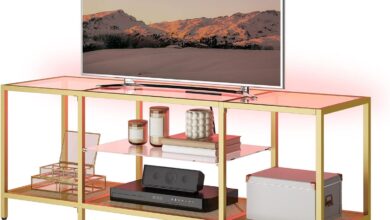 Our Take on the HOOBRO Gold TV Stand with LED and Power Ports