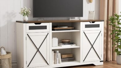 Our Honest Take on the Antique White Farmhouse TV Stand with Storage