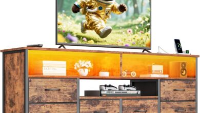 Why We Love the Furologee 55″ Rustic LED TV Stand for Our Space