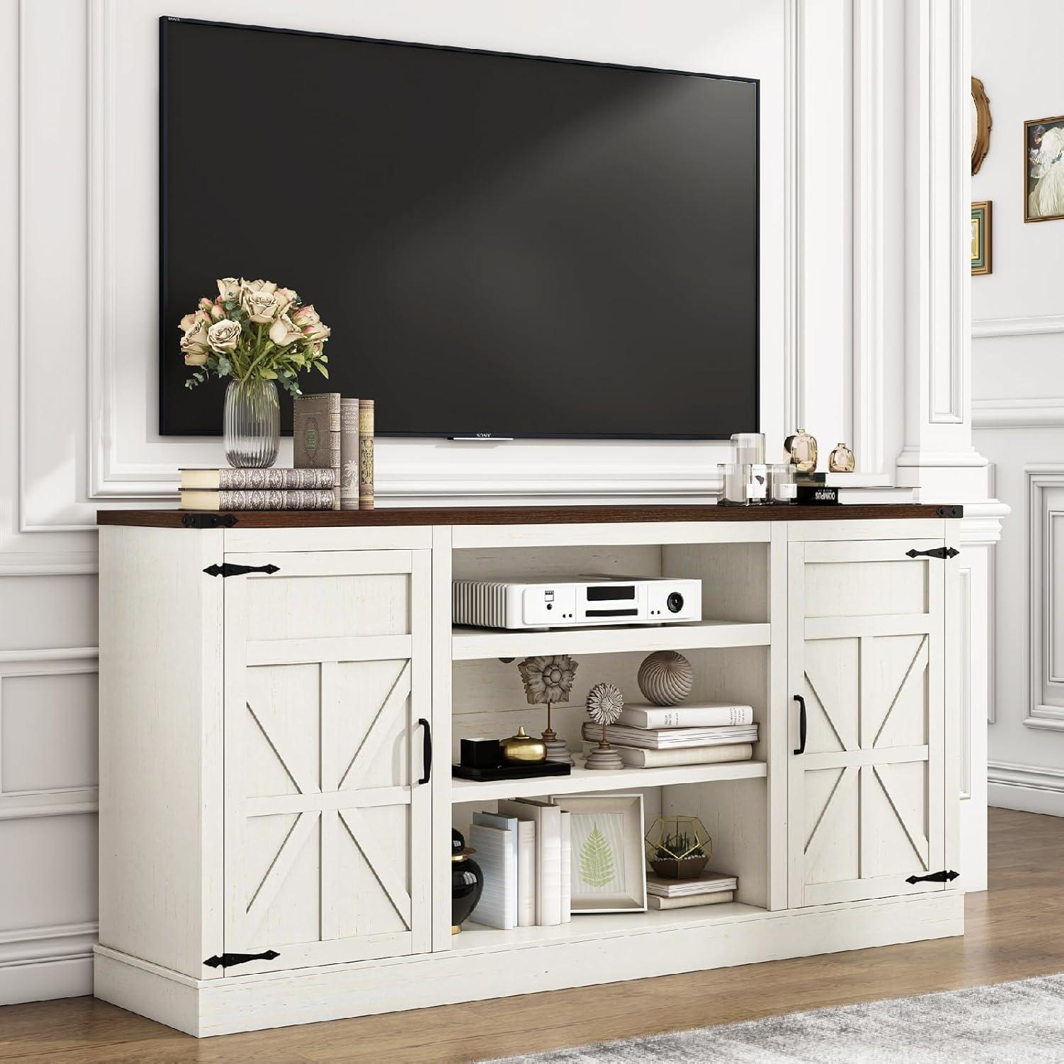 Our Honest Take on the 66″ Rustic White Farmhouse TV Stand