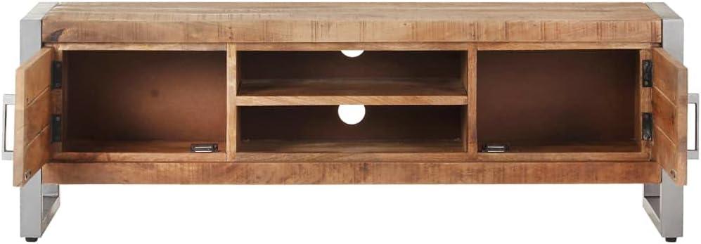 our Take​ on the youuihom Industrial Mango Wood TV Stand's Style & Storage