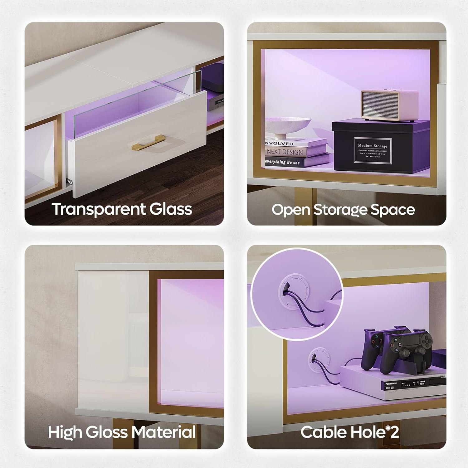 Why We Love the Bestier White & Gold LED TV Stand