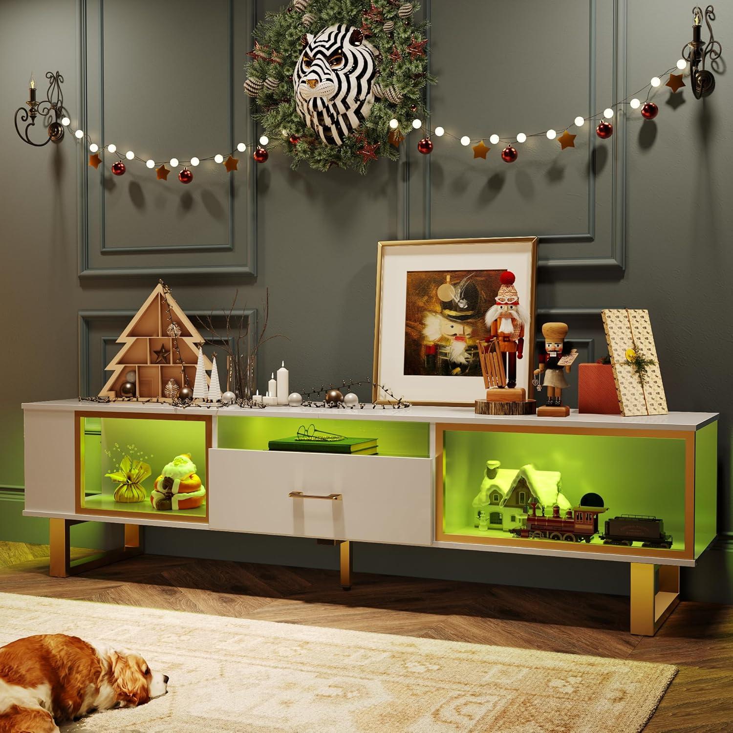 Why We ⁤Love ‍the Bestier White & Gold LED TV Stand