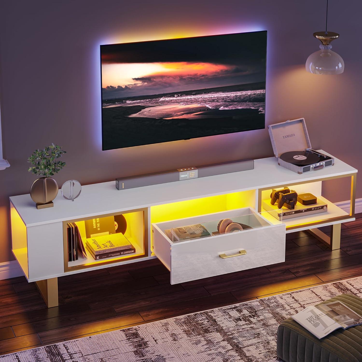 Why We Love the Bestier White ‍& ​gold LED TV Stand