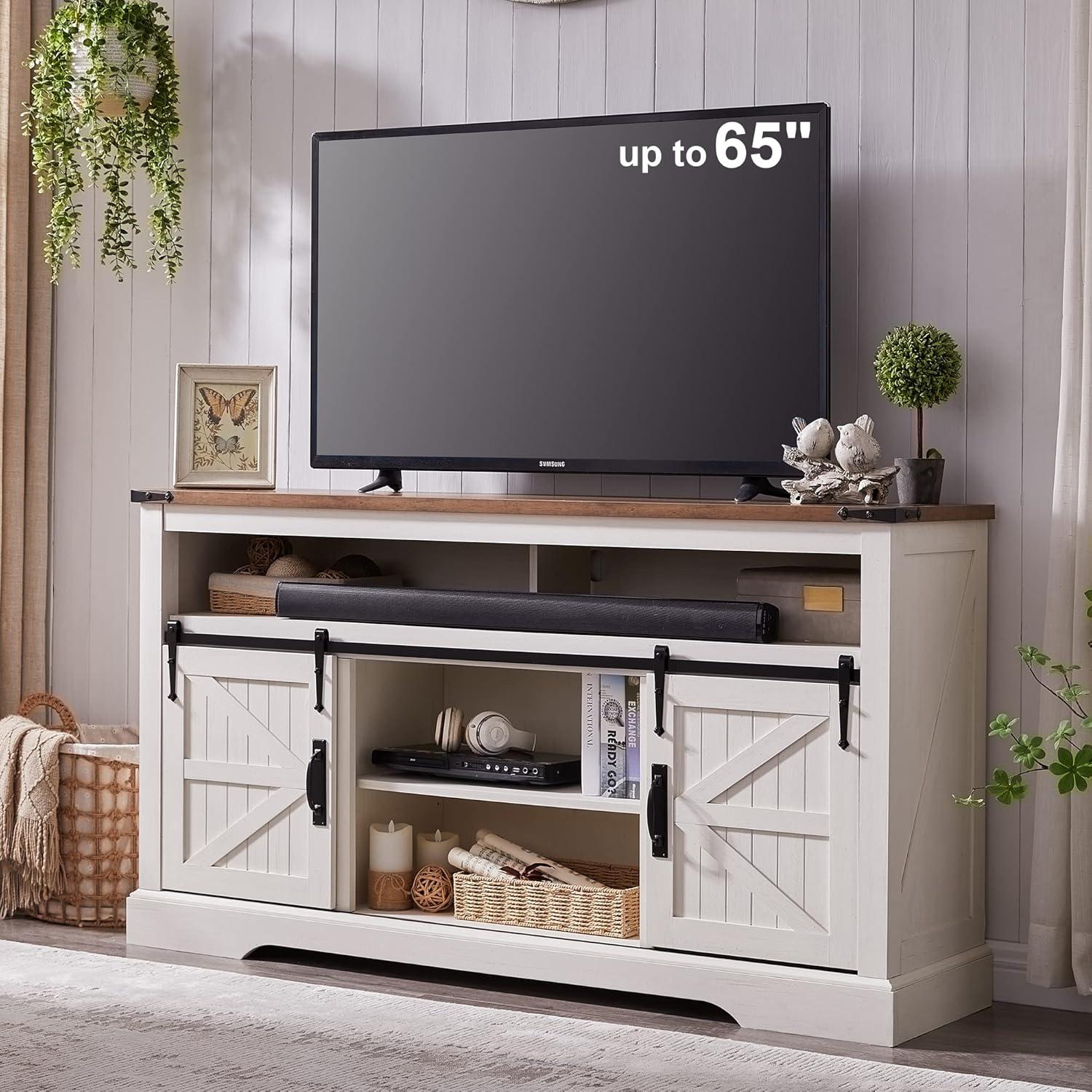 Our take on the OKD Farmhouse TV Stand: Stylish Storage & durability