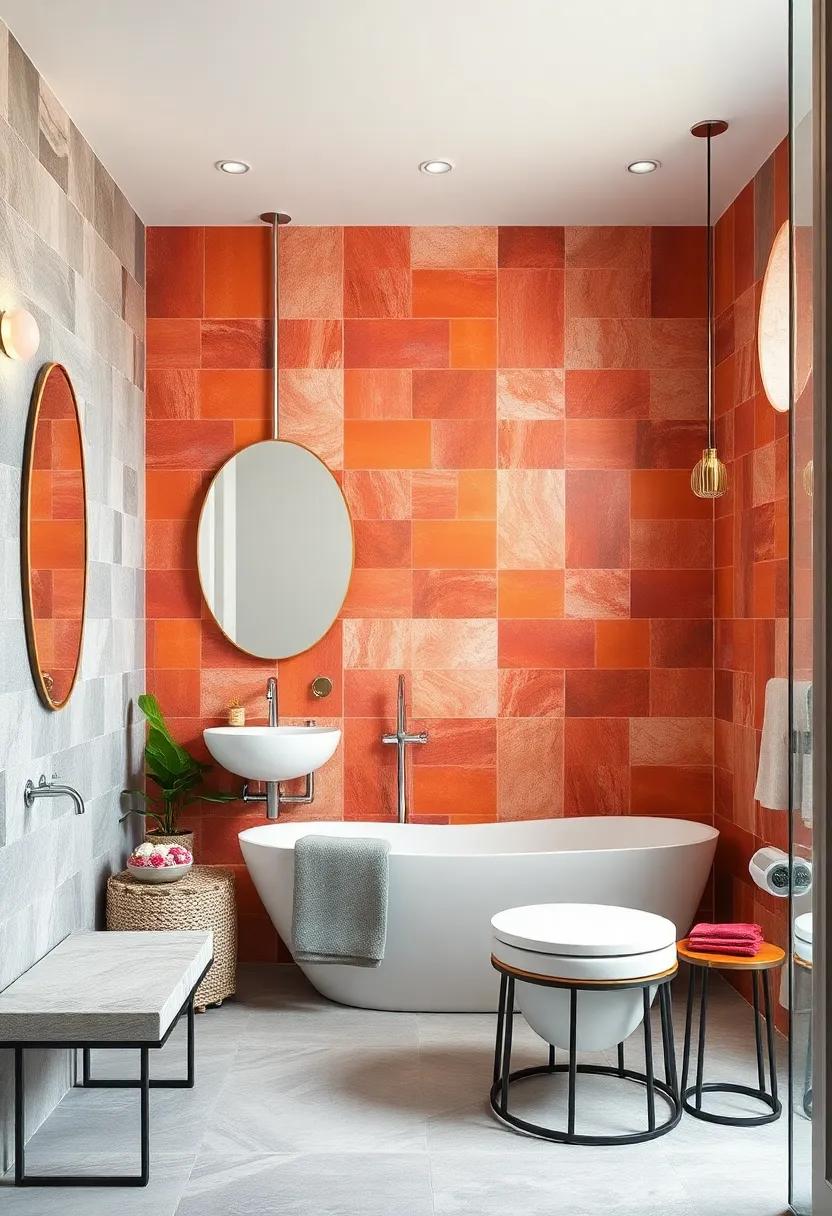 Bold Accent Walls: Use a single wall of vibrant tiles to create a stunning focal point that rejuvenates your entire bathroom