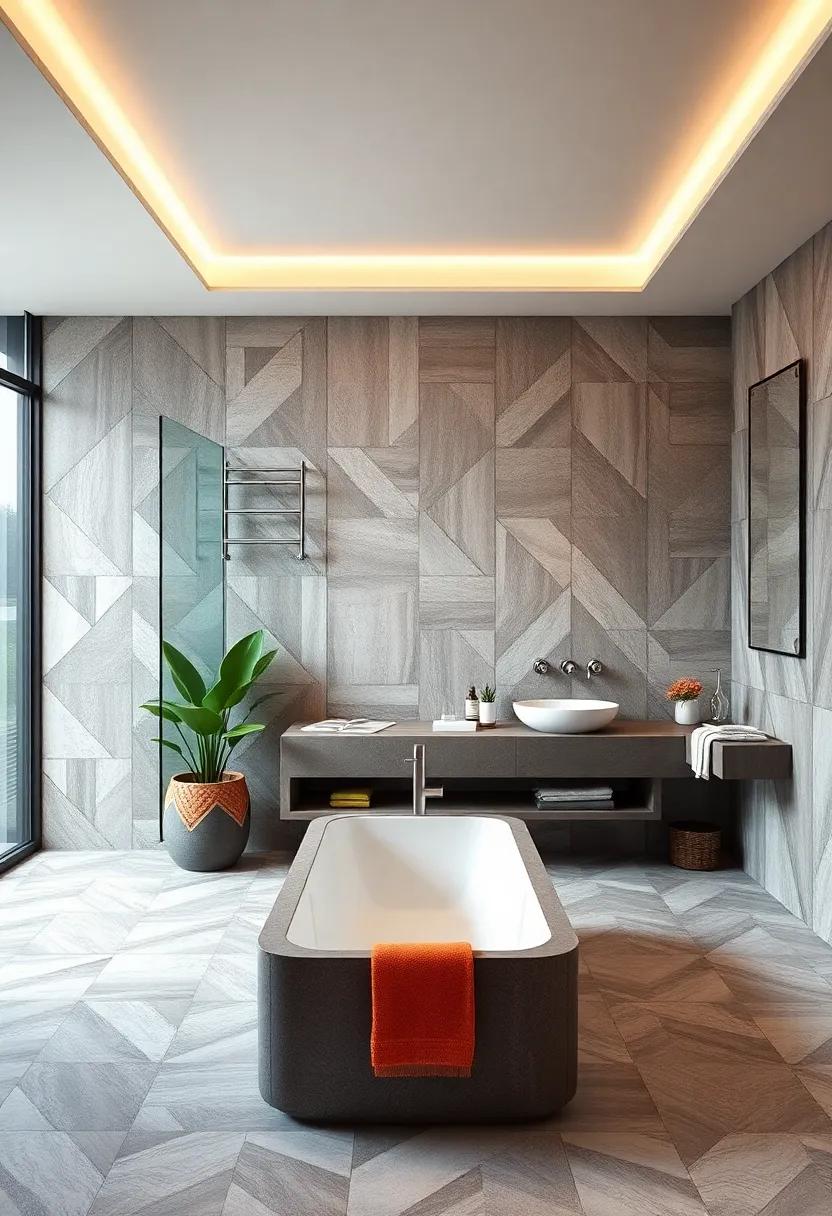 Go Bold with Geometric Patterns: Embrace daring designs that make a statement and turn your bathroom into a modern art piece