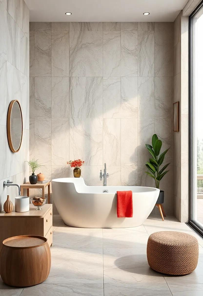 Glossy Finish Glam: Shine bright with high-gloss tiles that reflect light, making your bathroom feel larger and more inviting
