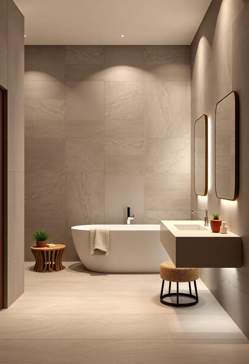 Integrated Lighting: enhance your tiles with integrated lighting fixtures that highlight textures and colors, enhancing the mood