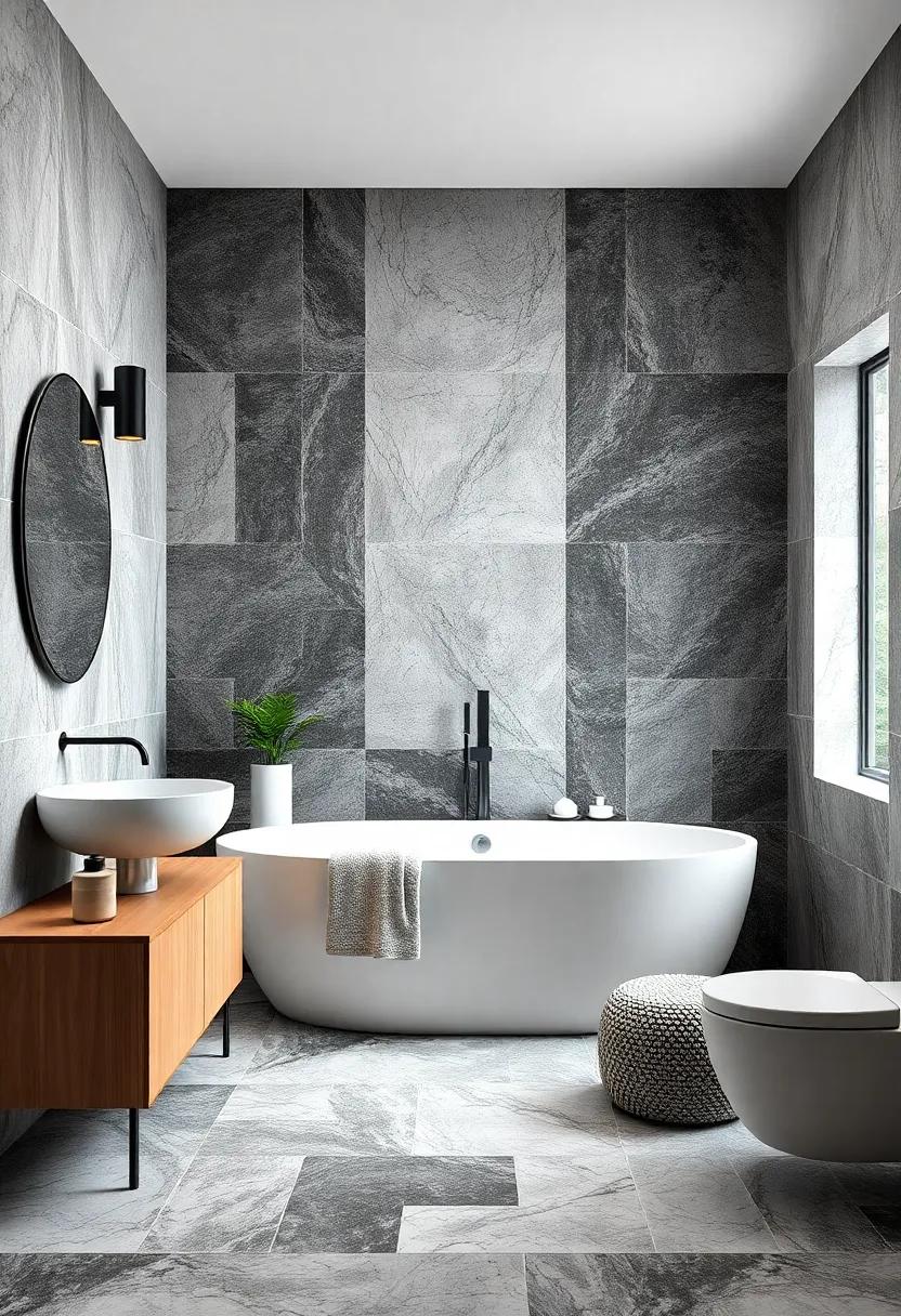monochrome Magic: Create a striking visual with black and white tiles that offer a dramatic yet elegant atmosphere