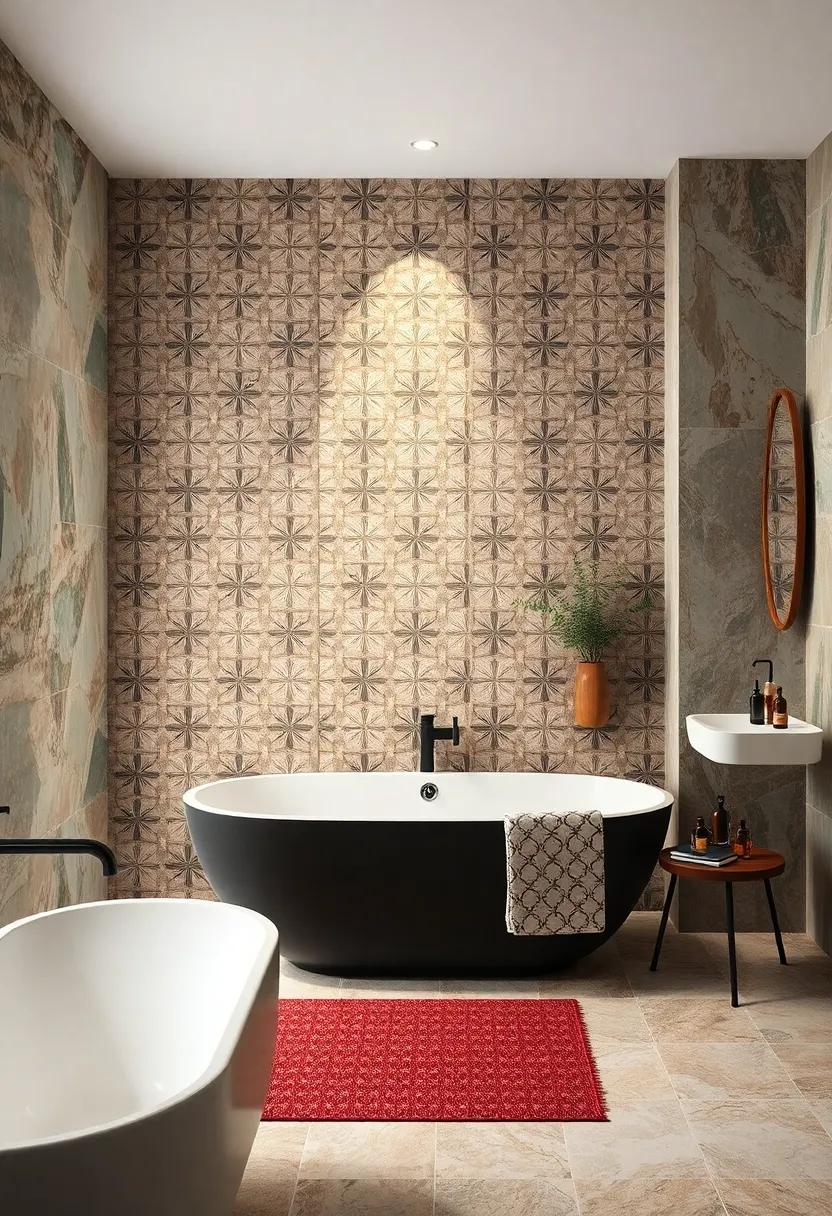 Patterned Cement Tiles: Infuse personality with intricate patterned cement tiles that become a focal point in your bathroom