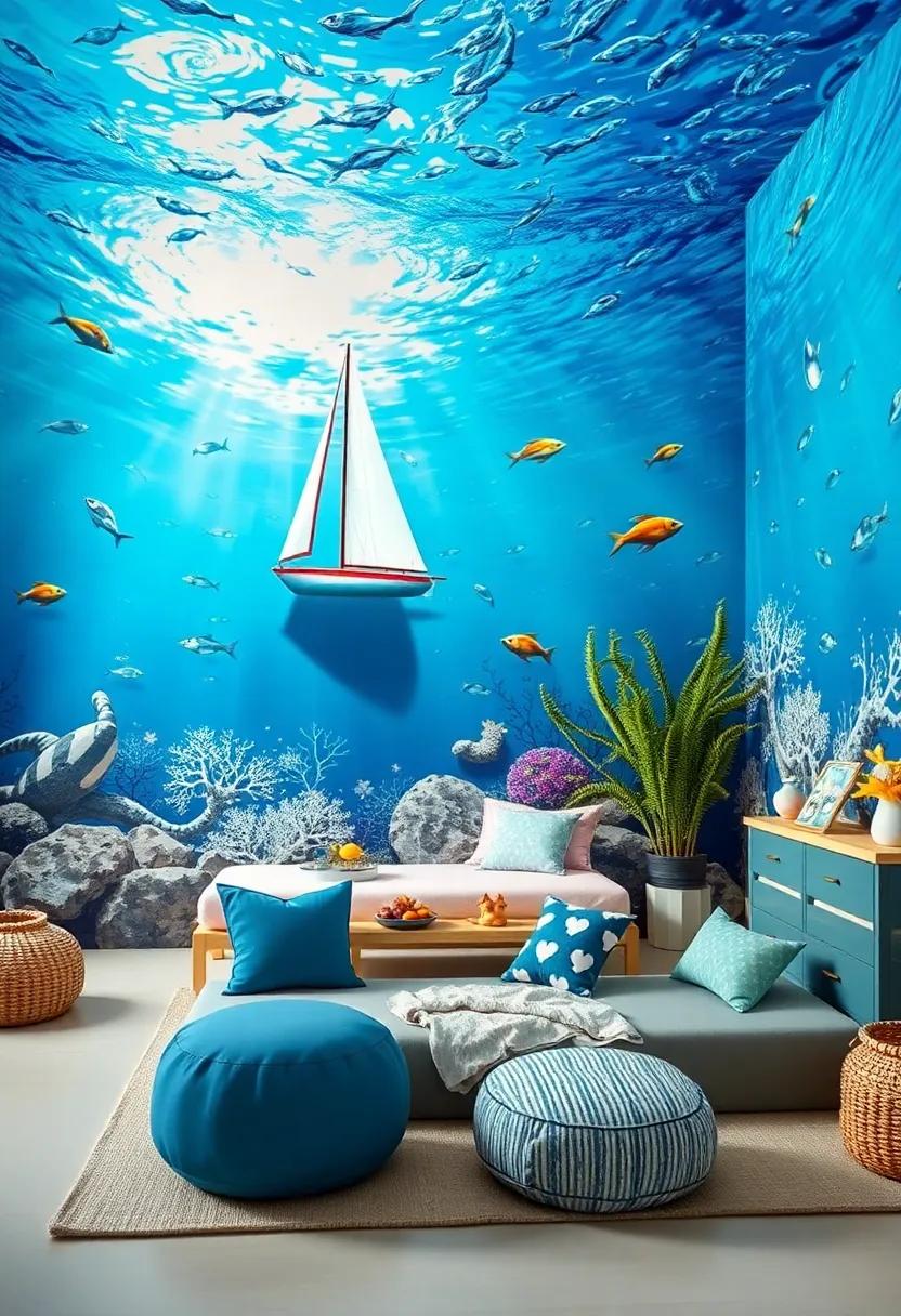 Marine Life Murals: A ​stunning mural depicting a vibrant ⁣underwater scene or lively coastal landscape, inviting the beauty of the sea ‌right into your child's space