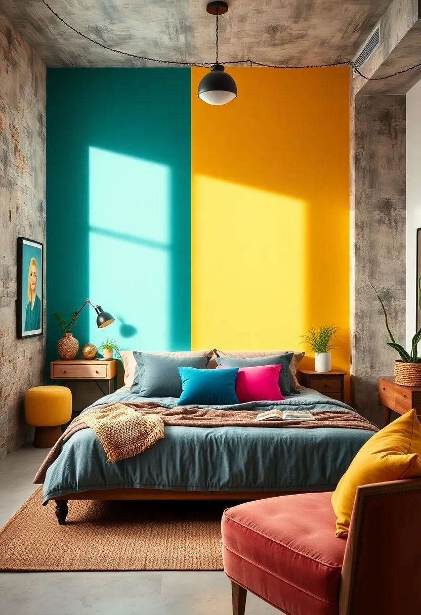 Embrace a Bold Accent Wall: Transform your space with a vibrant splash of color, such as a deep teal or sunny yellow, to serve as the focal point of the room