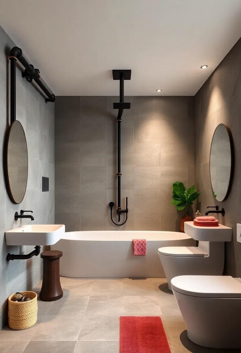 Create a Statement Shower:‌ Arrange exposed pipes to form an eye-catching ⁣shower setup, accentuating both form and function