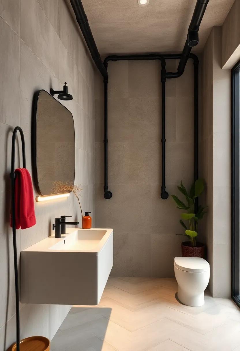 Under-Sink Display: Let exposed pipes under the sink become part of the design by ​displaying​ them artistically, rather ⁣than⁢ hiding them ⁤away