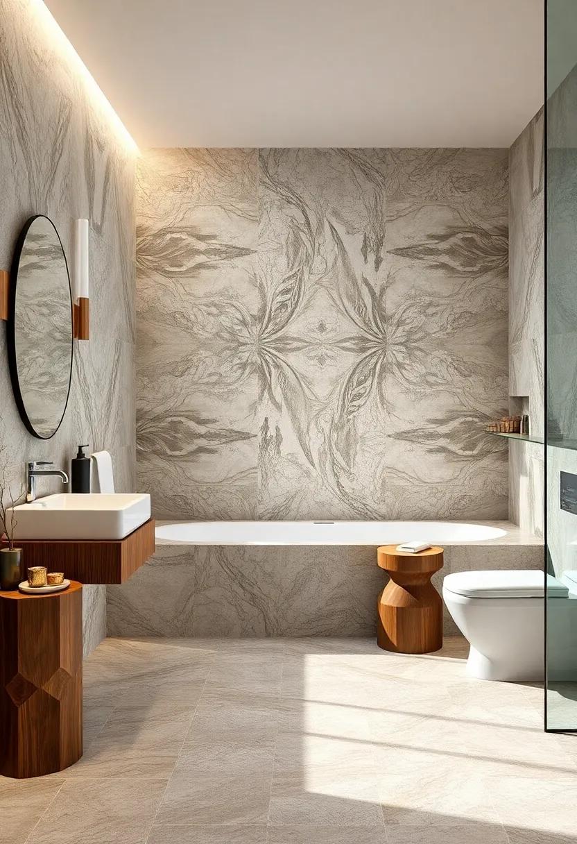 Rustic Reflections:⁢ Incorporate rustic patterns and stone-like ‌finishes ⁢that celebrate the ​allure of ⁣nature, ⁣turning​ your bathroom into a cozy retreat from the outside‍ world