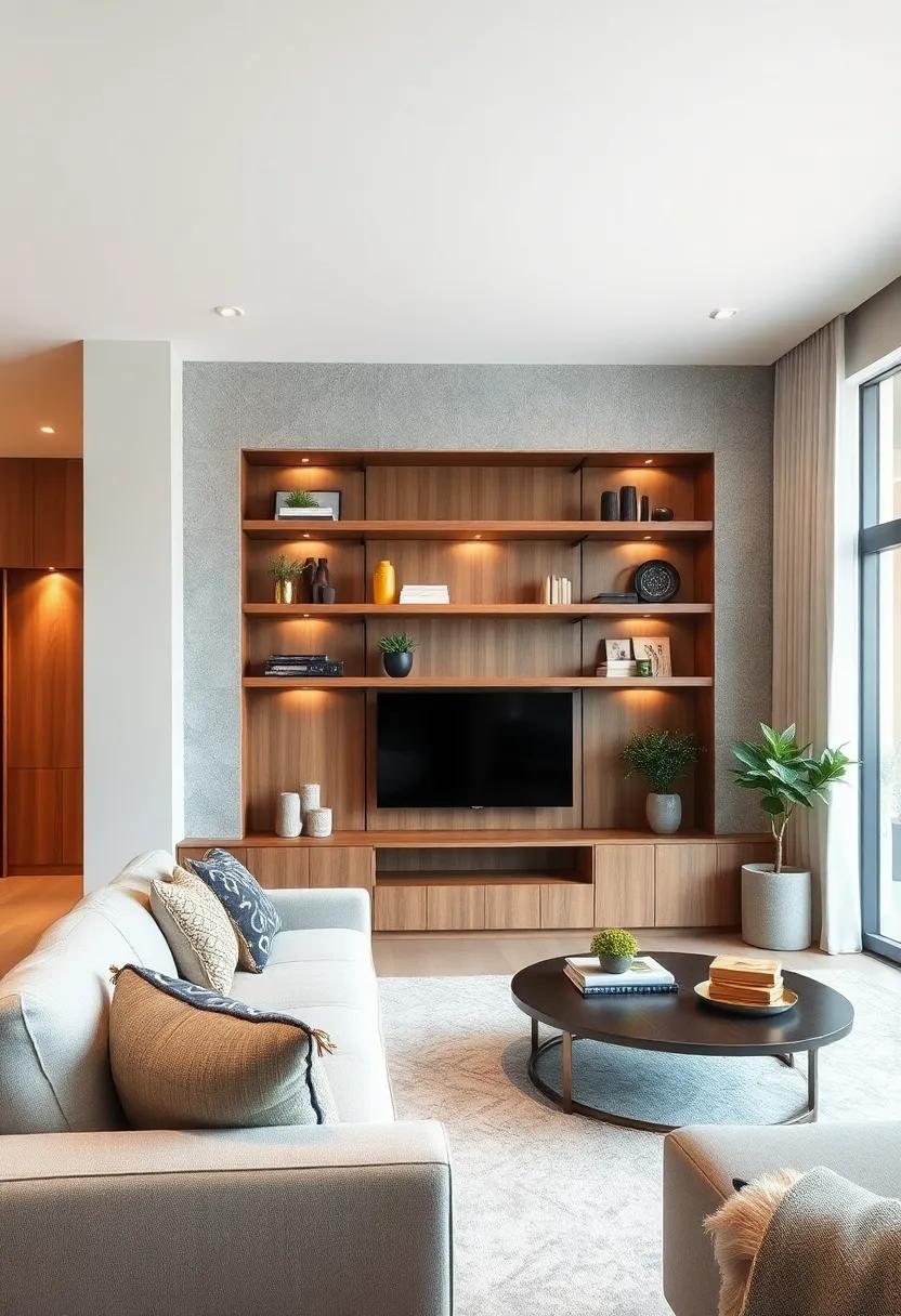 Textural⁣ Contrast: Combine wood and ‌stone in ‌your ⁢shelving design ‌for an intriguing⁢ mix of textures‍ that ‍enhances⁣ the overall richness of ​the room