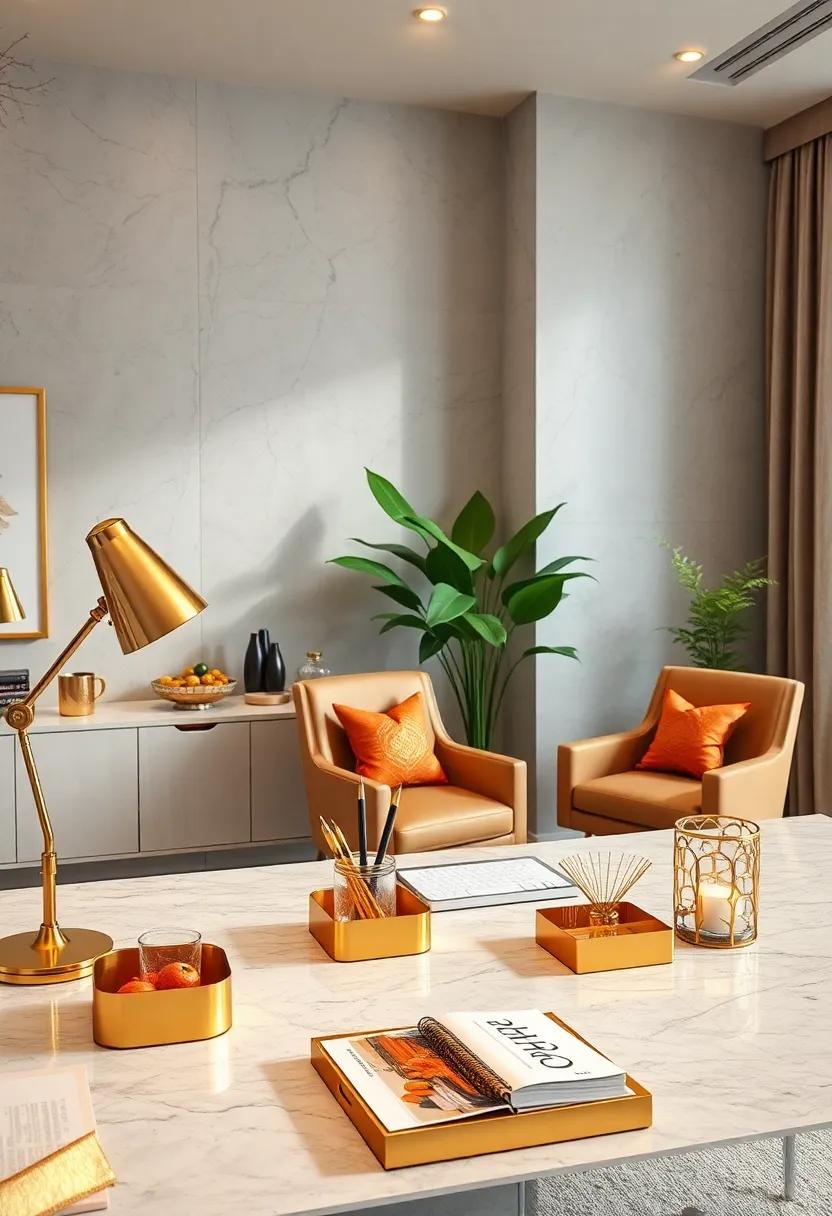 Artistic Gold‌ Desk Accessories: ​Elevate​ your​ workspace ⁣with gold ‍office supplies, from staplers to ⁣pen‌ holders, seamlessly blending style⁢ with utility