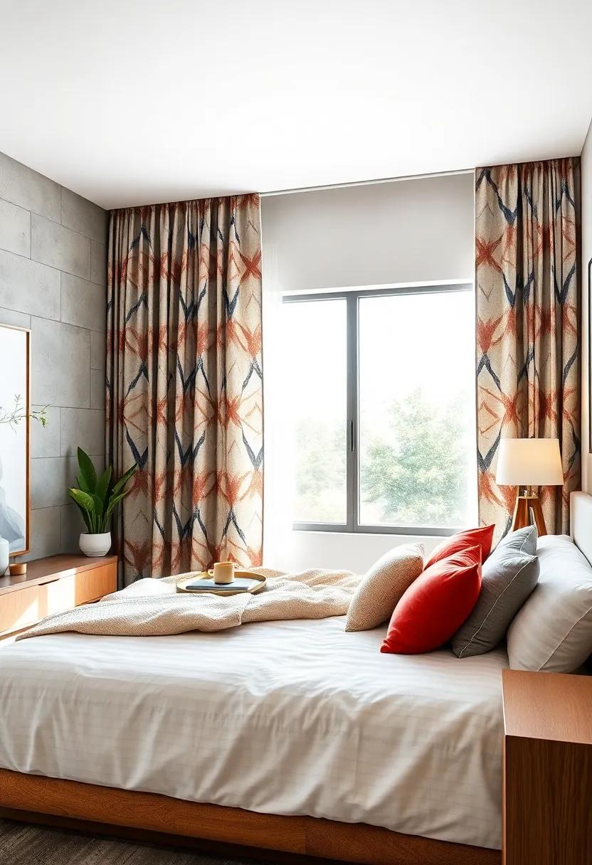 Utilize geometric curtains with bold patterns to frame your windows, adding ⁤drama and visual‌ interest to⁤ your bedroom ambiance