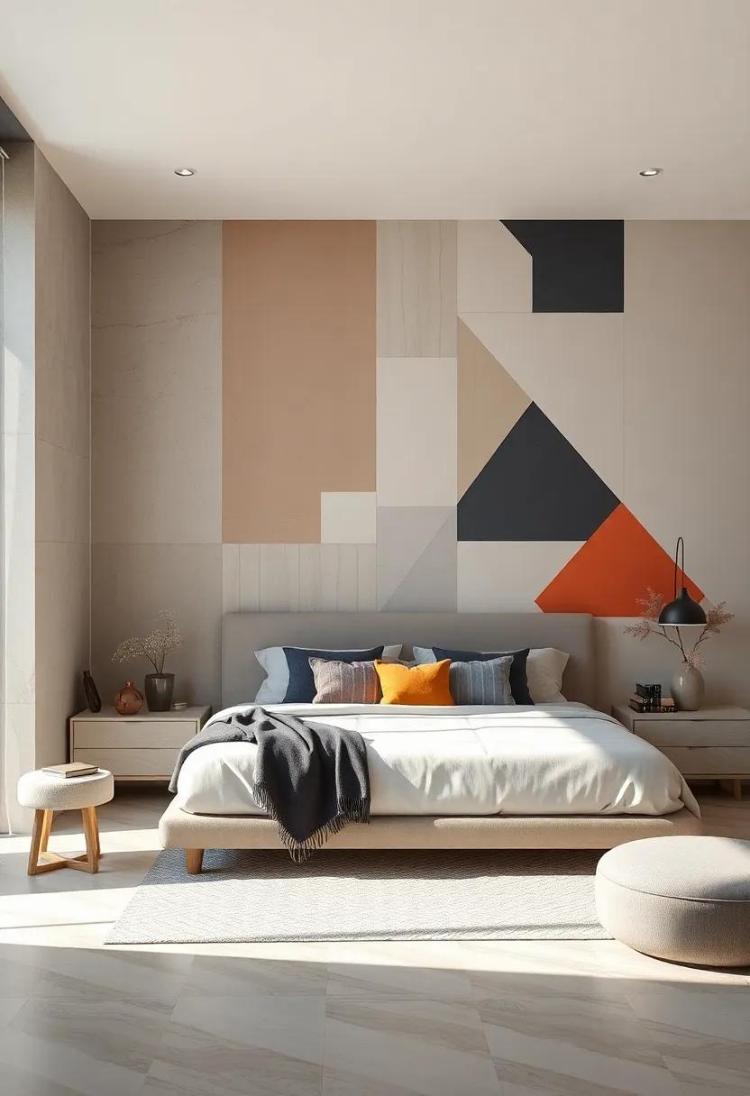Create an accent wall using ‌large-scale geometric wallpaper that sets a bold graphic tone while‍ keeping‌ the overall decor minimal