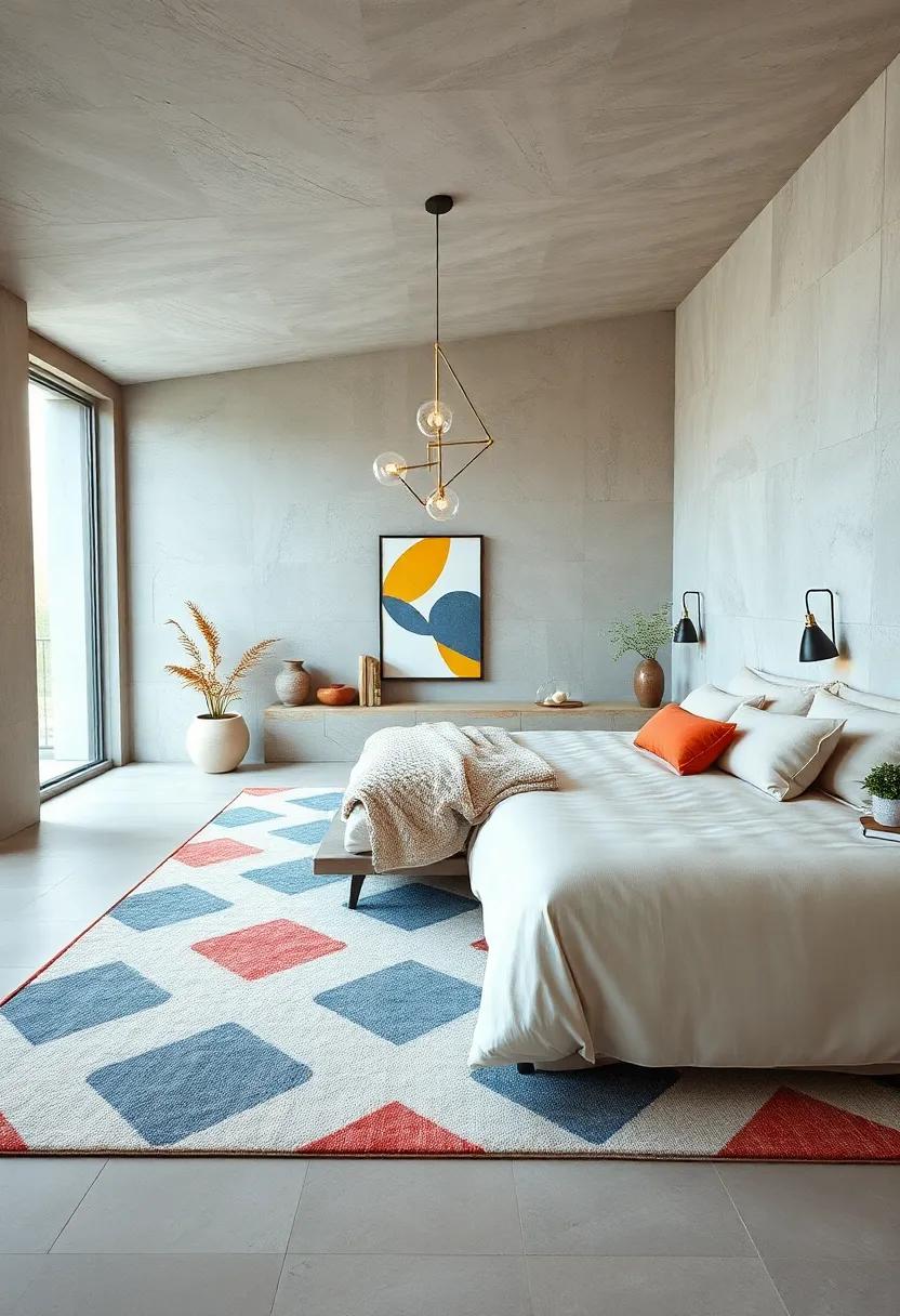 Layer geometric rugs​ underfoot, ​mixing varying shapes and textures to add warmth and ‍comfort while maintaining a modern‍ vibe