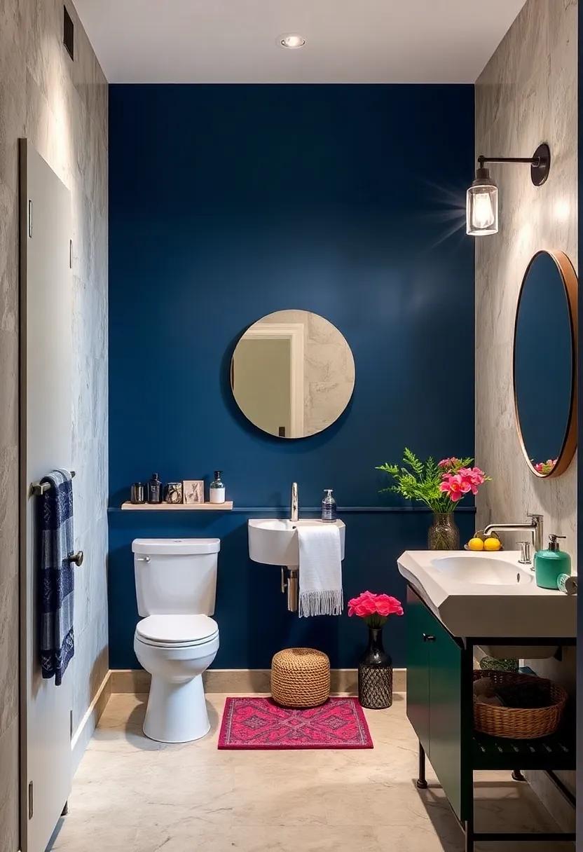 Bold Color ‌Choices: ​Don’t shy away from deep colors like navy or emerald green to make a dramatic statement in‍ your powder room