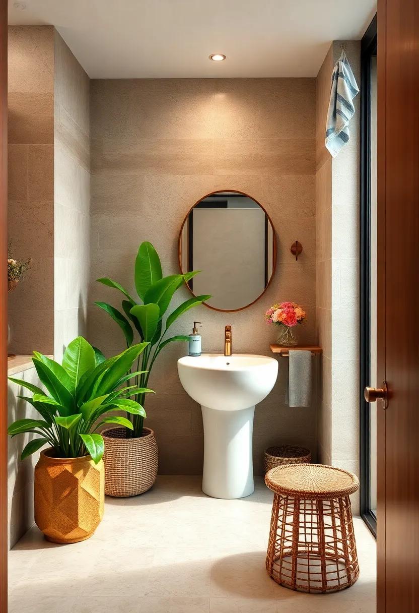 Fresh Greenery: Incorporate plants or fresh flowers to bring life and color into your powder room, enhancing its overall ambiance