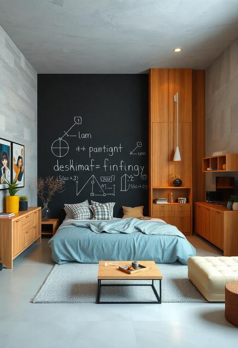 Chalkboard‌ Wall: Paint one⁣ wall with chalkboard paint, allowing for ‍endless doodles, ⁣equations, and notes that encourage⁤ creativity and free ‍thought